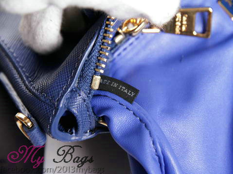 2014 Prada saffiano calfskin Mini Bag BT0834 blue - Click Image to Close